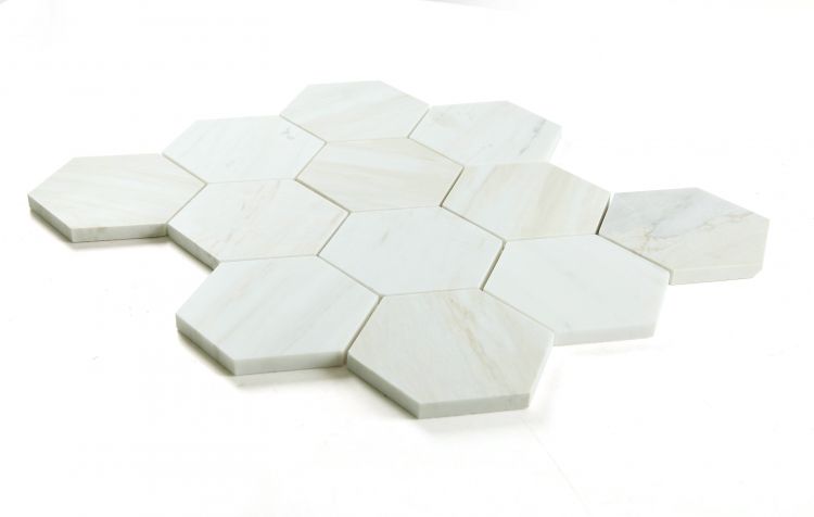 Hexagon Wooden White Honed 4 x 4 12 x 13.75